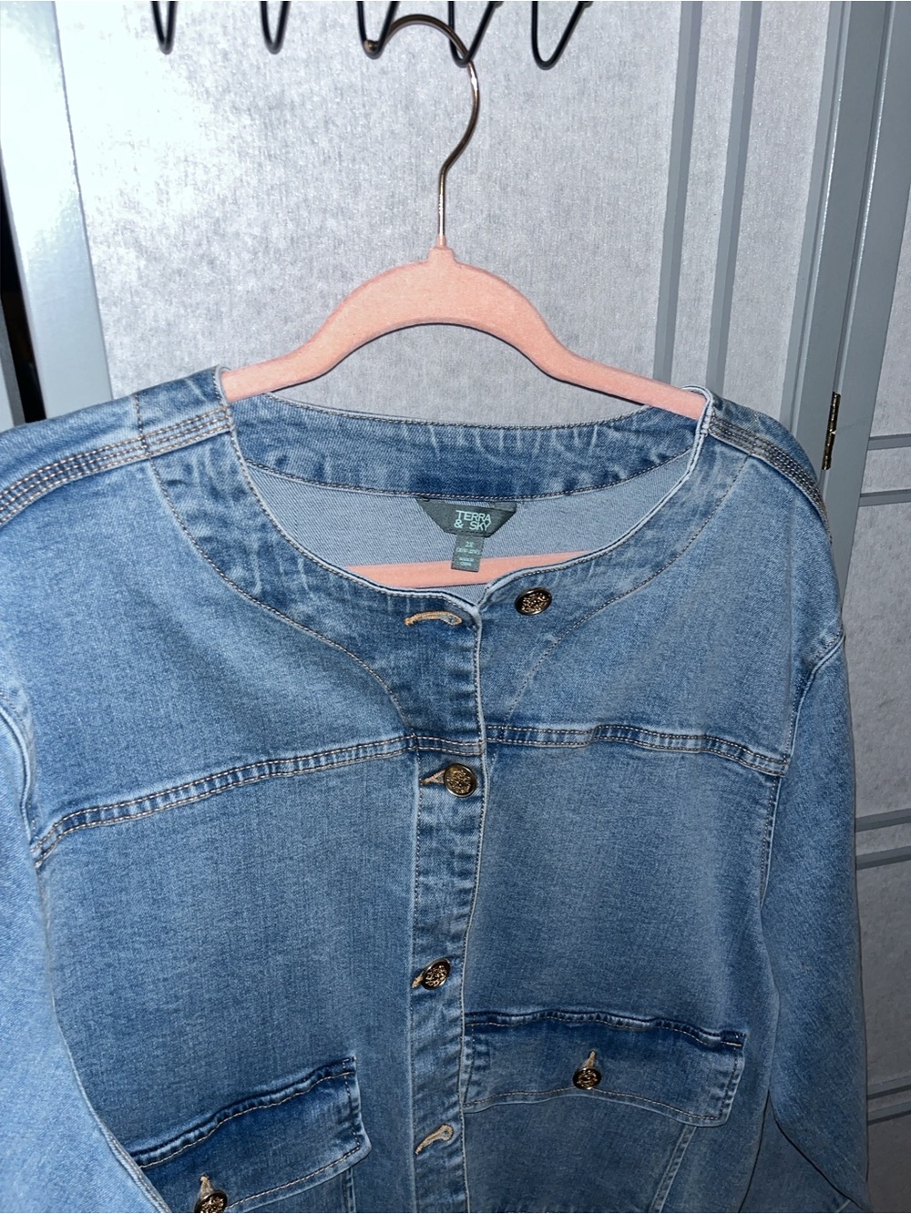 Terra & Sky Light Blue Denim Jacket with Button Pockets